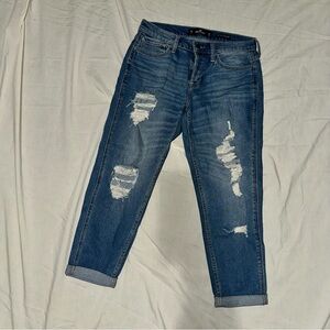Hollister Low-Rise Crop Boyfriend “Hollister Vintage Stretch” Distressed Jeans
